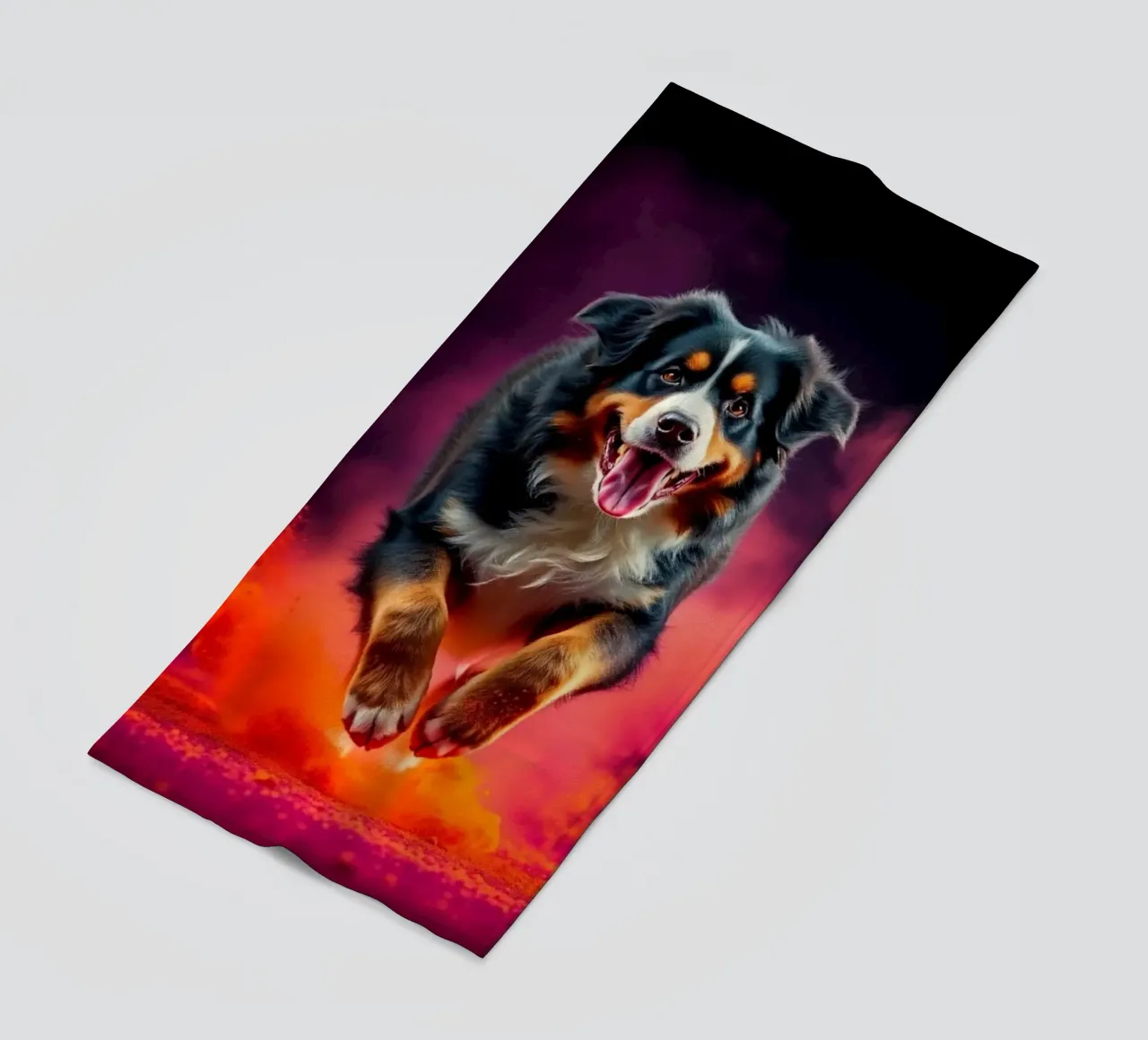 The colorful Bernese Mountain Dog #122 beach towel by Yumis.Beargang.and.Me