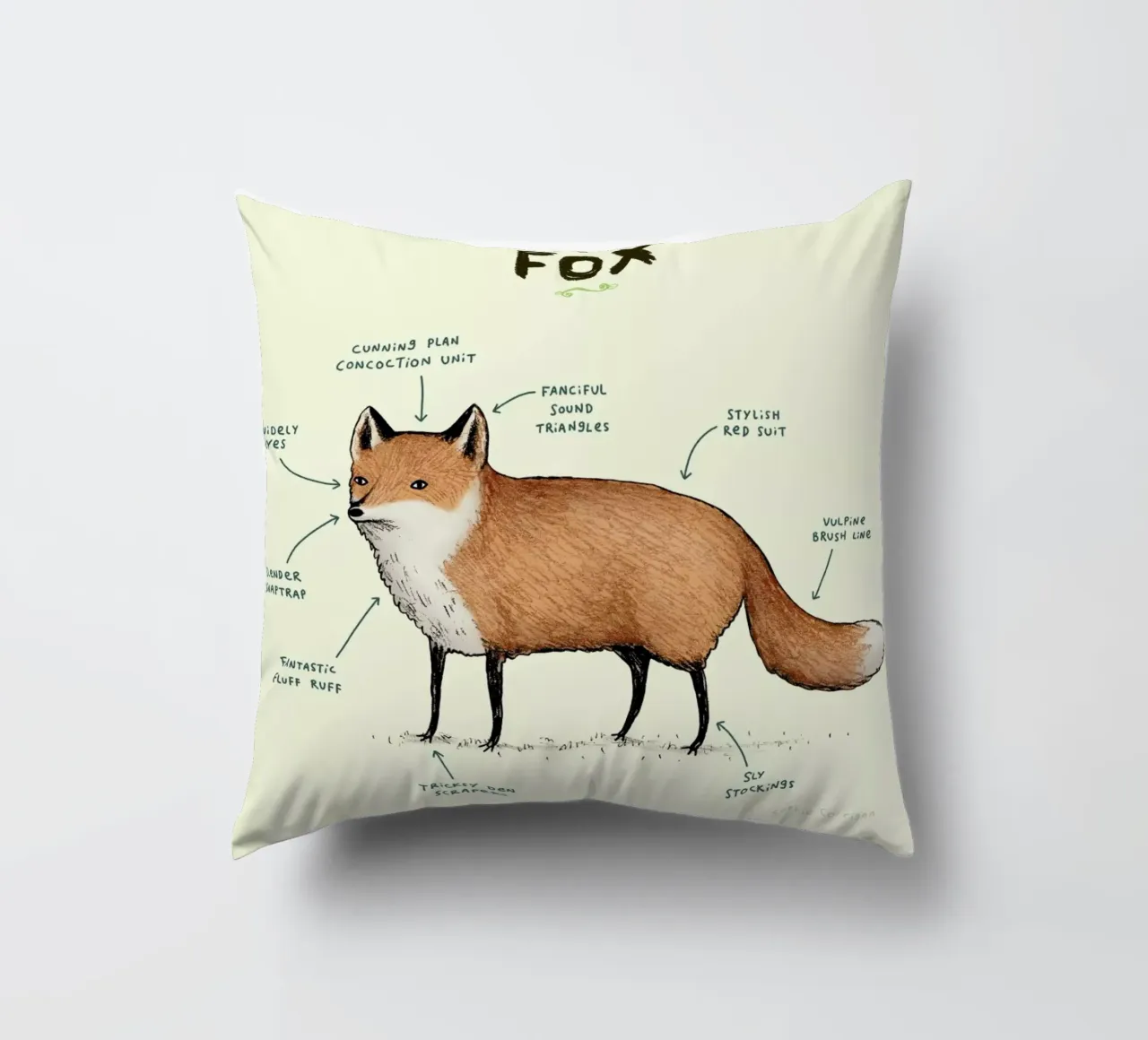 Anatomy Of A Fox decorative cushion by Sophie Corrigan