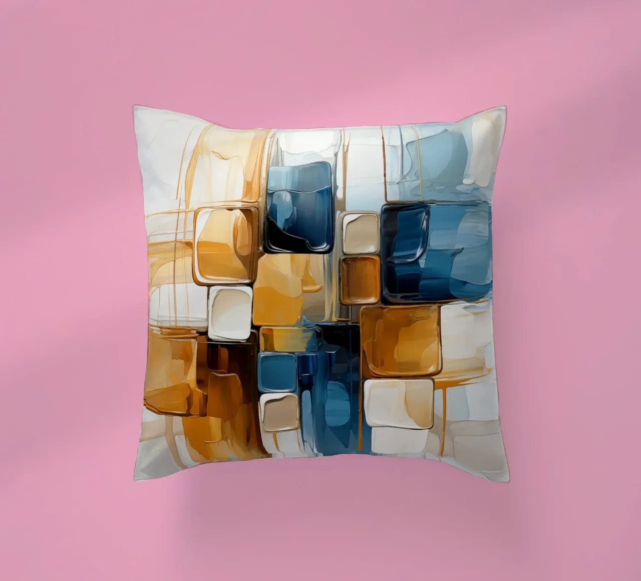 Piani astratti in marrone e blu cuscino da Imagine