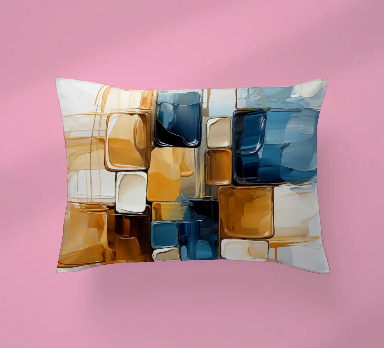 Piani astratti in marrone e blu cuscino da Imagine