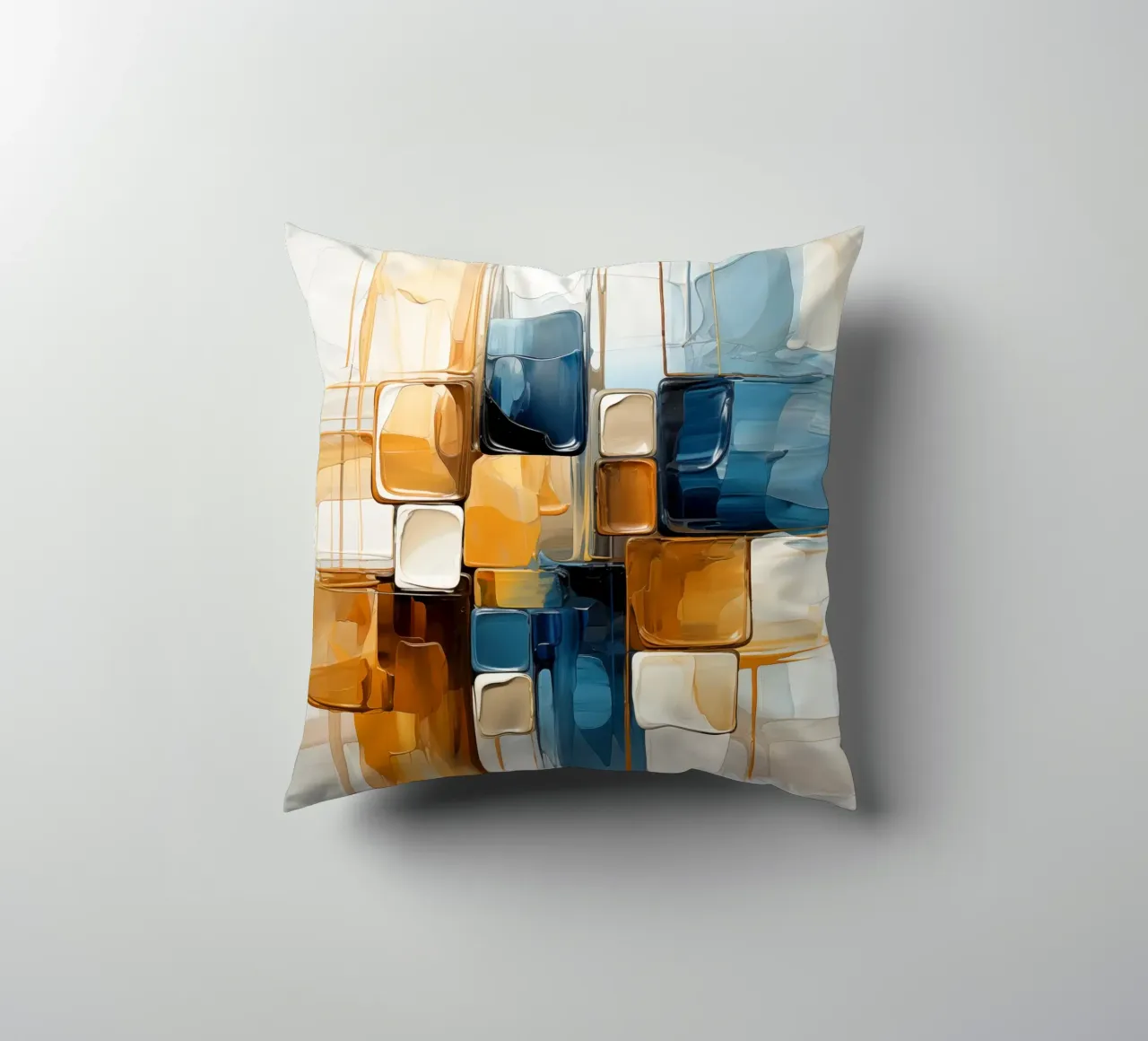 Piani astratti in marrone e blu cuscino da Imagine