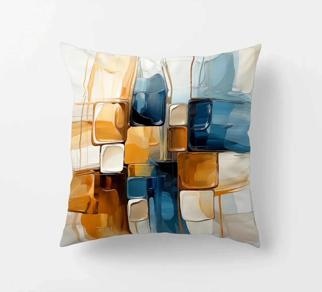 Piani astratti in marrone e blu cuscino da Imagine