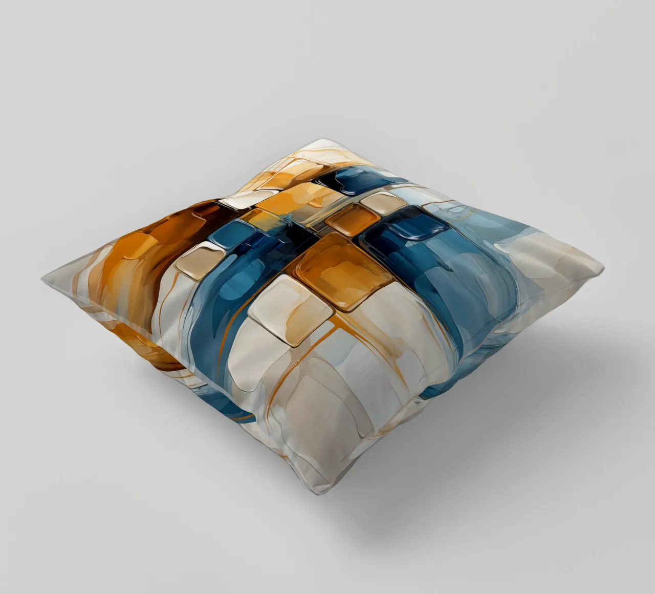 Piani astratti in marrone e blu cuscino da Imagine