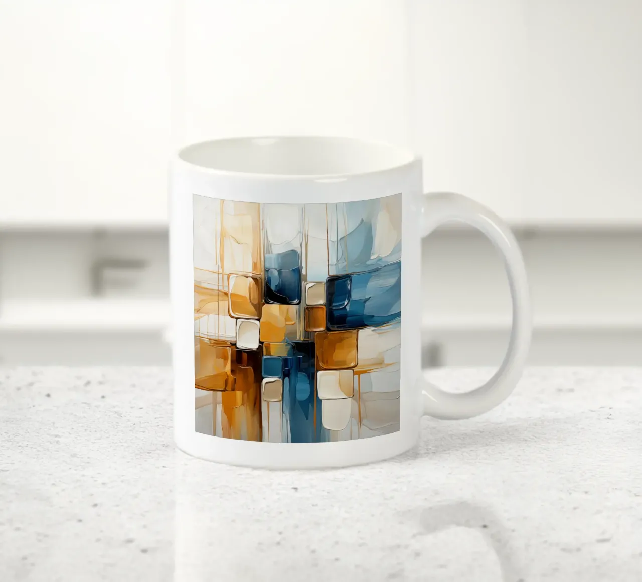 Piani astratti in marrone e blu tazza in ceramica da Imagine
