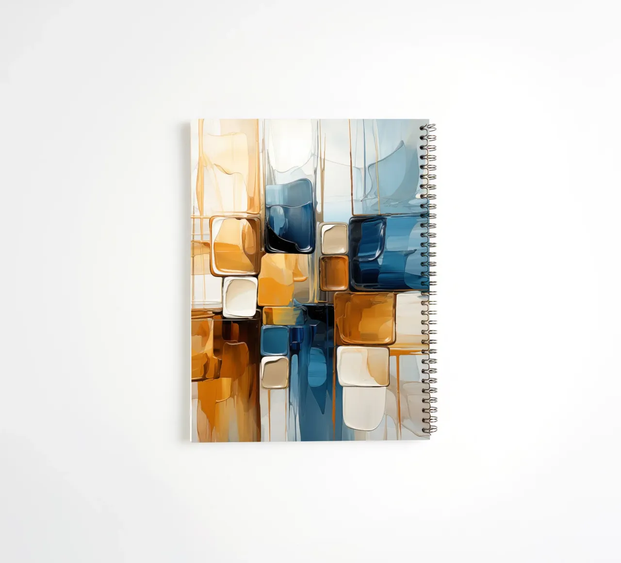 Abstract planes in brown and blue spiral notebook by Imagine