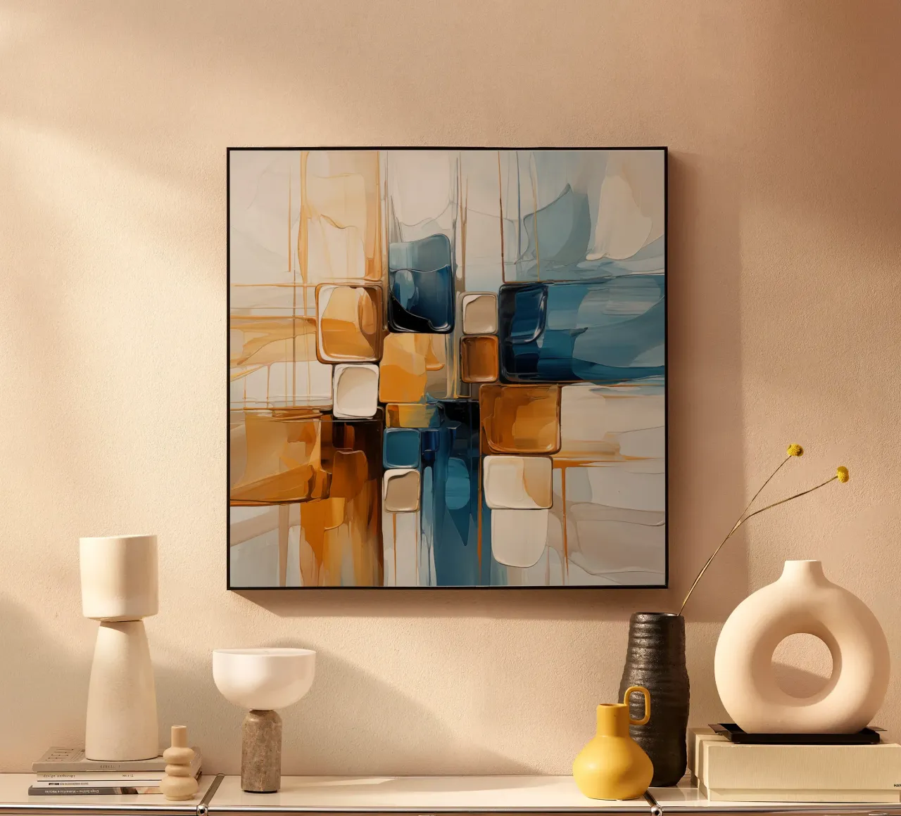 Piani astratti in marrone e blu plexiglass da Imagine