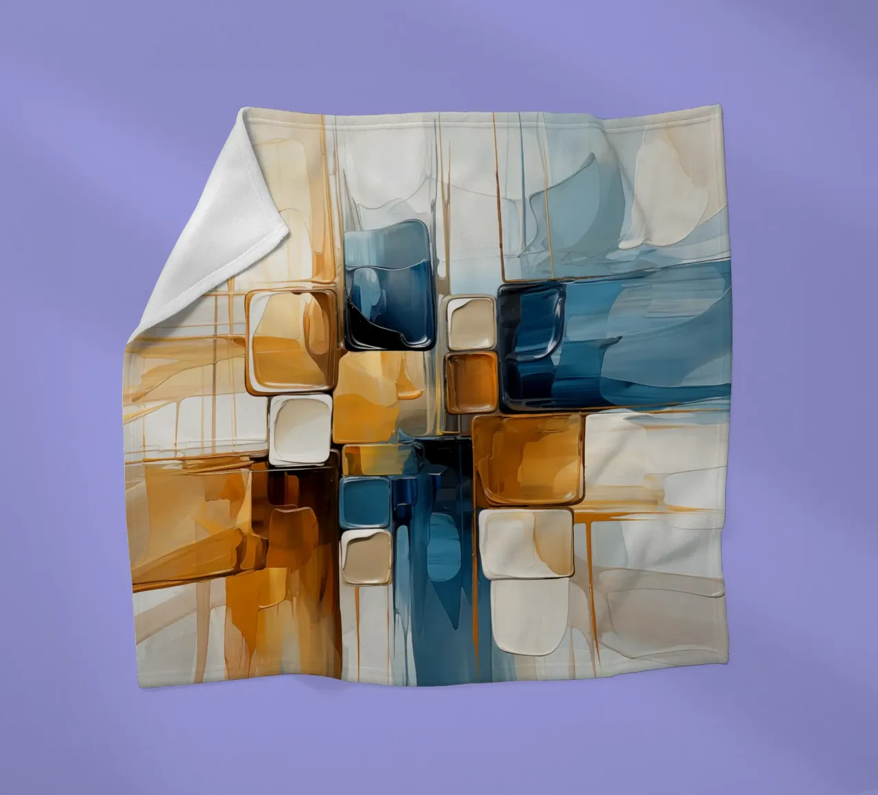 Piani astratti in marrone e blu coperta in pile da Imagine