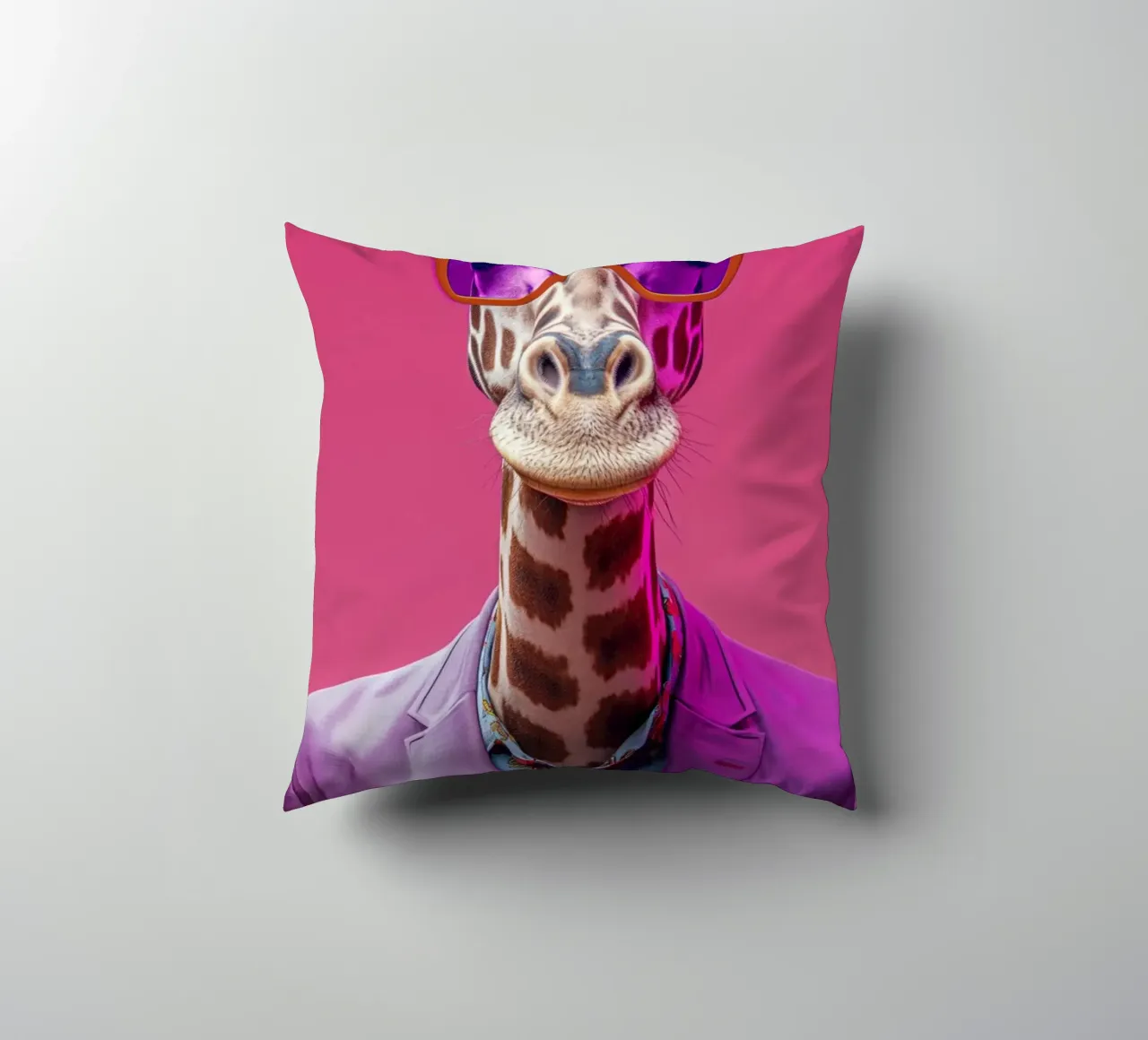 Giraffa in abiti viola cuscino da Imagine