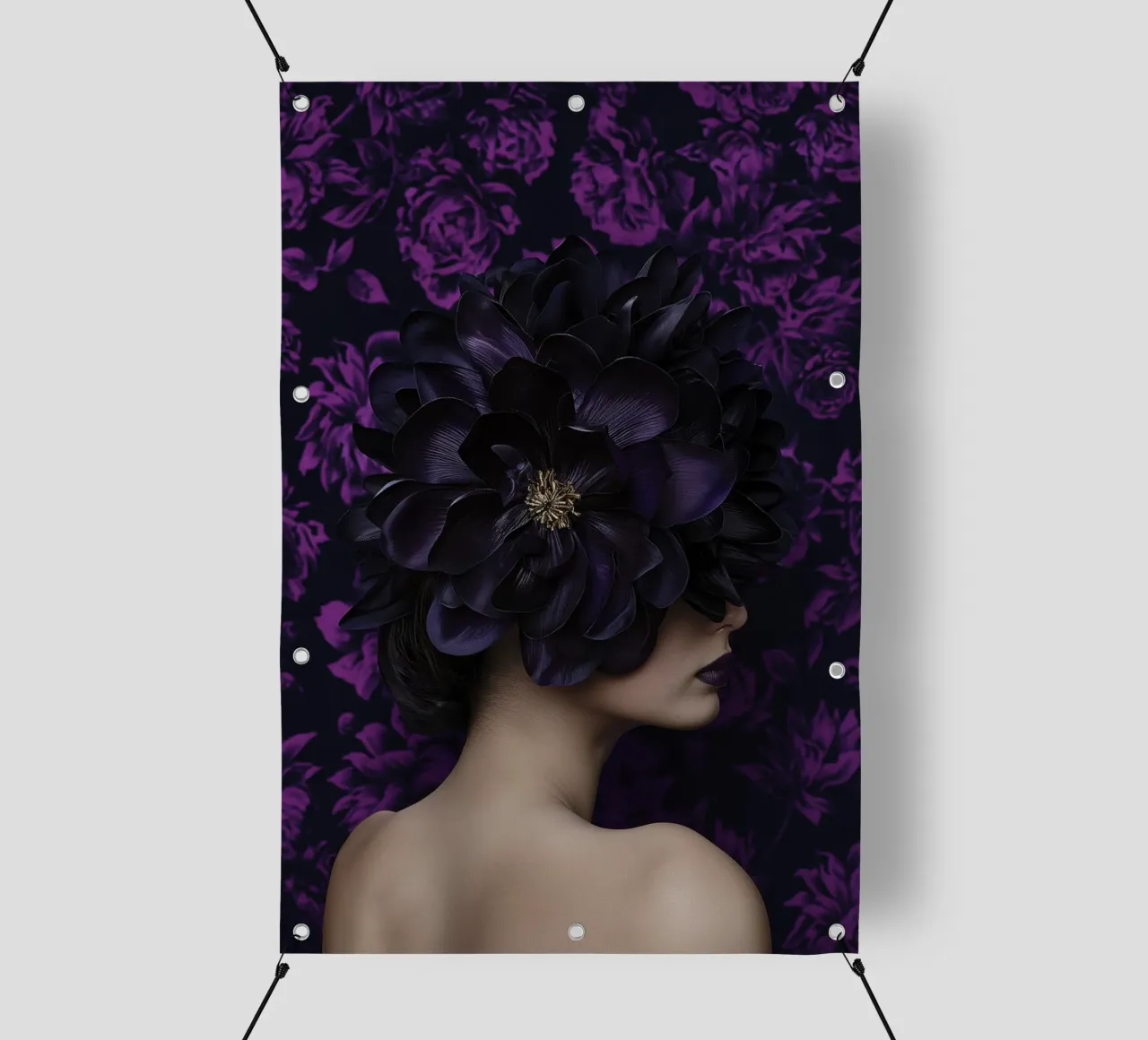 Donna con fiori viola telo in pvc da Imagine