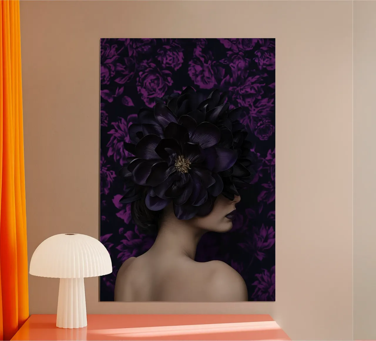 Donna con fiori viola carta hahnemühle da Imagine