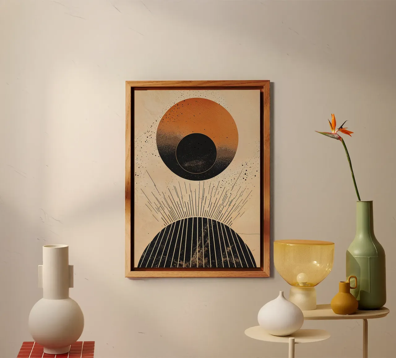 sun moon circle sphere geometric lines rays alu-dibond by minerva santiago