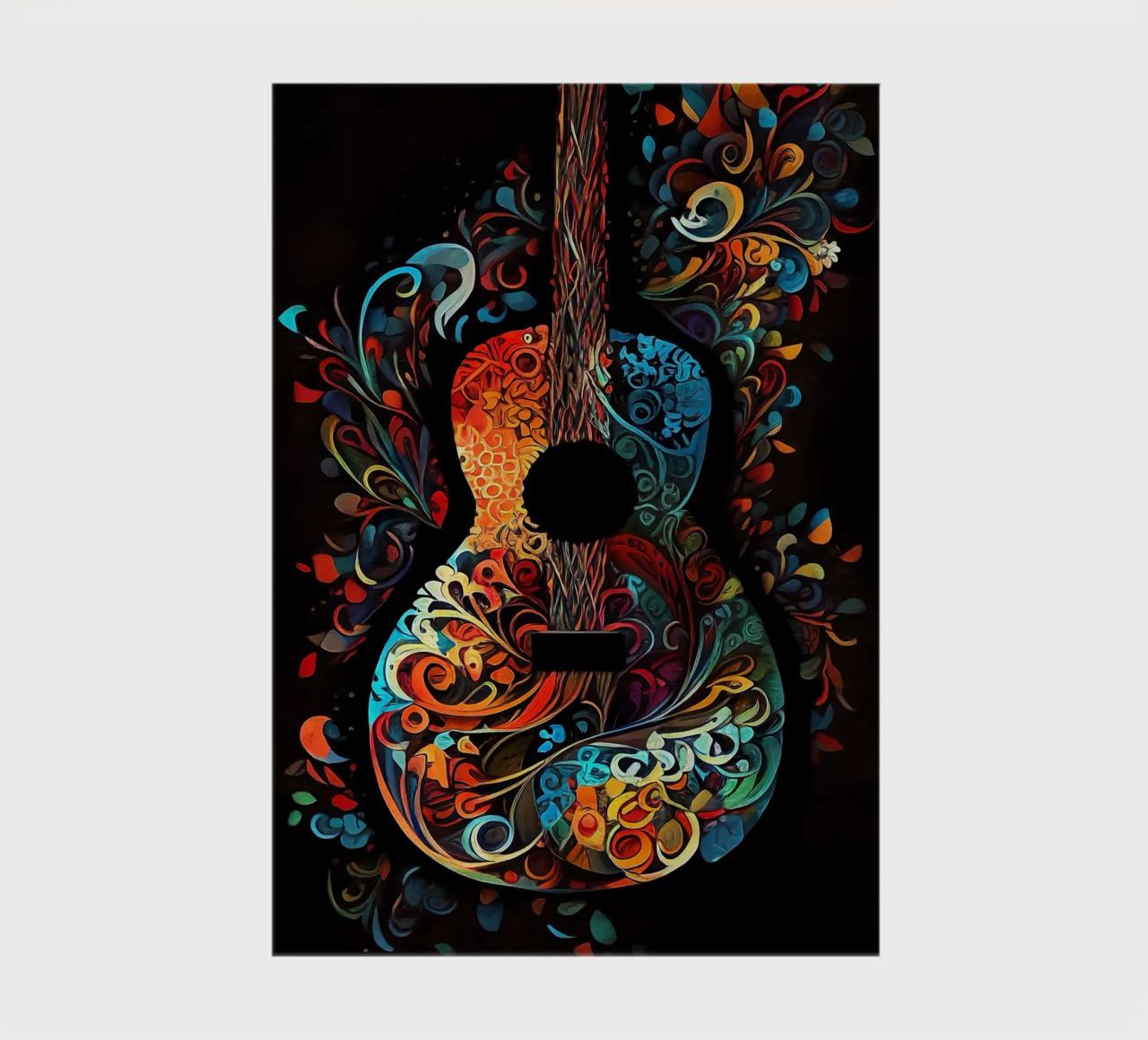 guitar stringed instrument floral patterns colorful design w notebook by minerva santiago