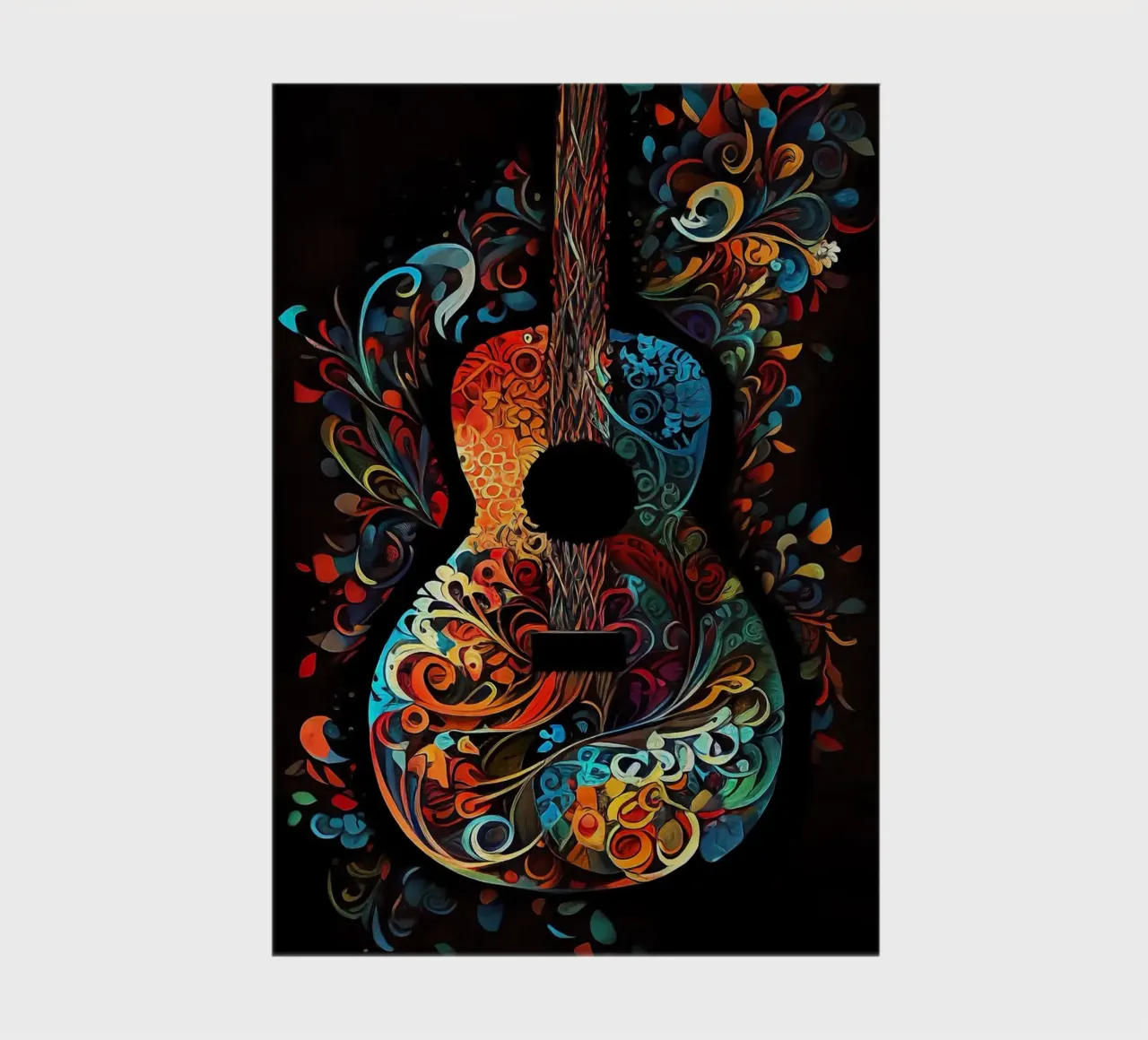 guitare instrument à cordes motifs floraux design coloré w carnet de notes de minerva santiago