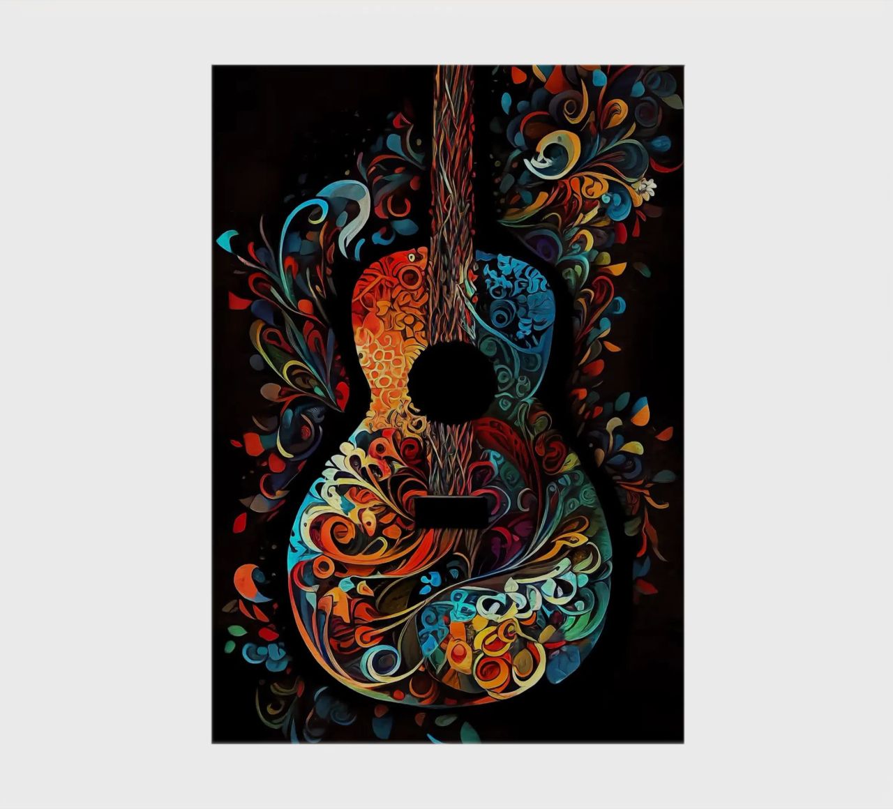 guitar stringed instrument floral patterns colorful design w notebook by minerva santiago