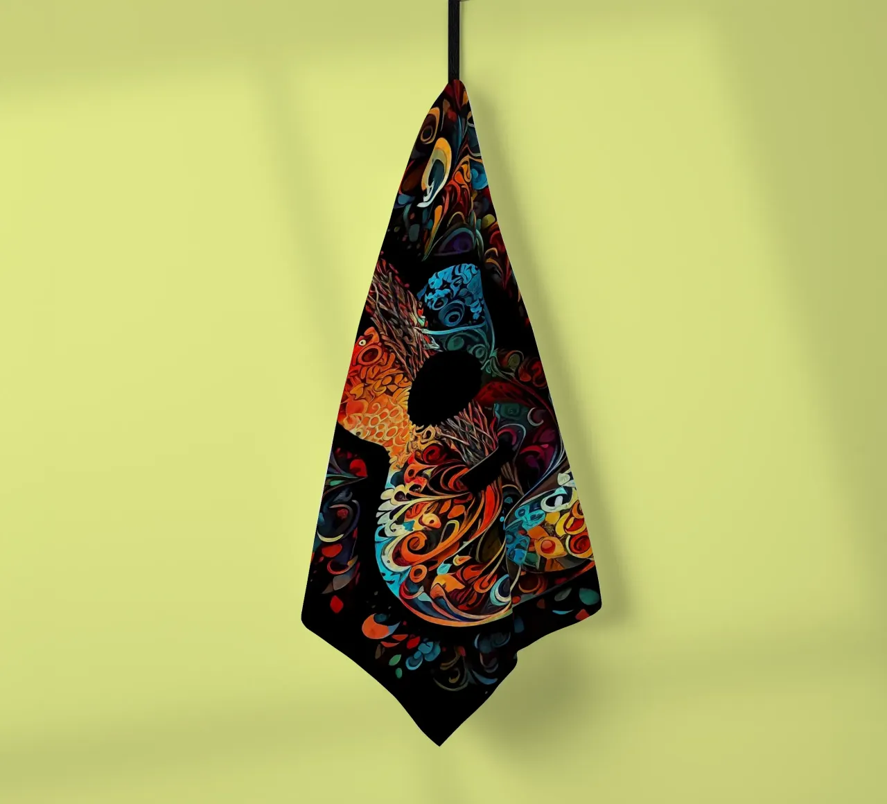 guitar stringed instrument floral patterns colorful design w tea towel by minerva santiago