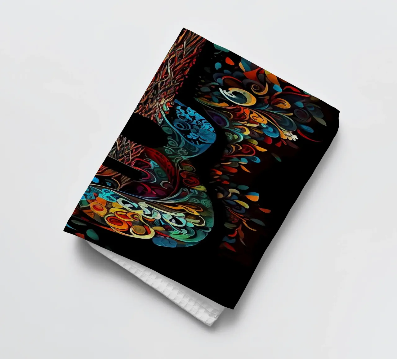 guitar stringed instrument floral patterns colorful design w tea towel by minerva santiago