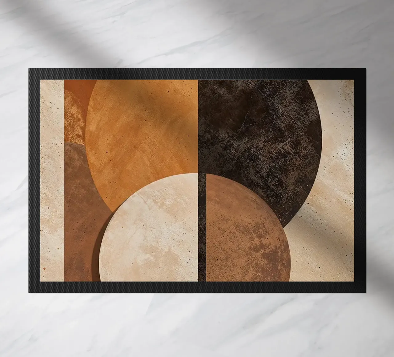 circles rectangles geometry symmetry abstract balance contra doormat by Kristen Parr