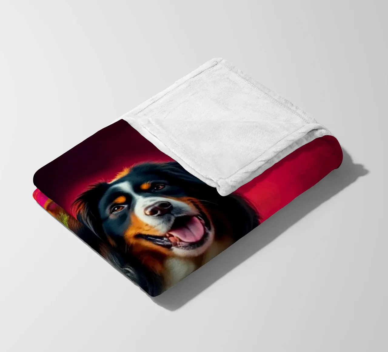 The colorful Bernese Mountain Dog #128 fleece blanket by Yumis.Beargang.and.Me