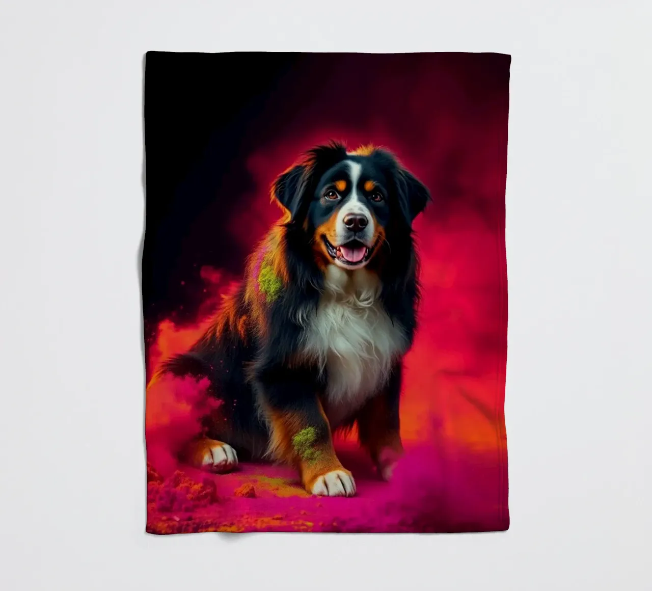The colorful Bernese Mountain Dog #128 fleece blanket by Yumis.Beargang.and.Me