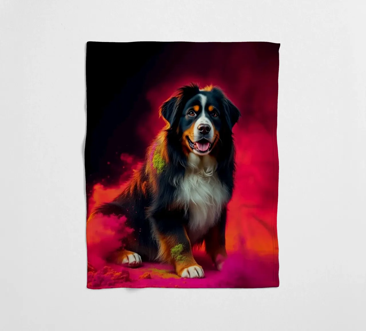 The colorful Bernese Mountain Dog #128 fleece blanket by Yumis.Beargang.and.Me