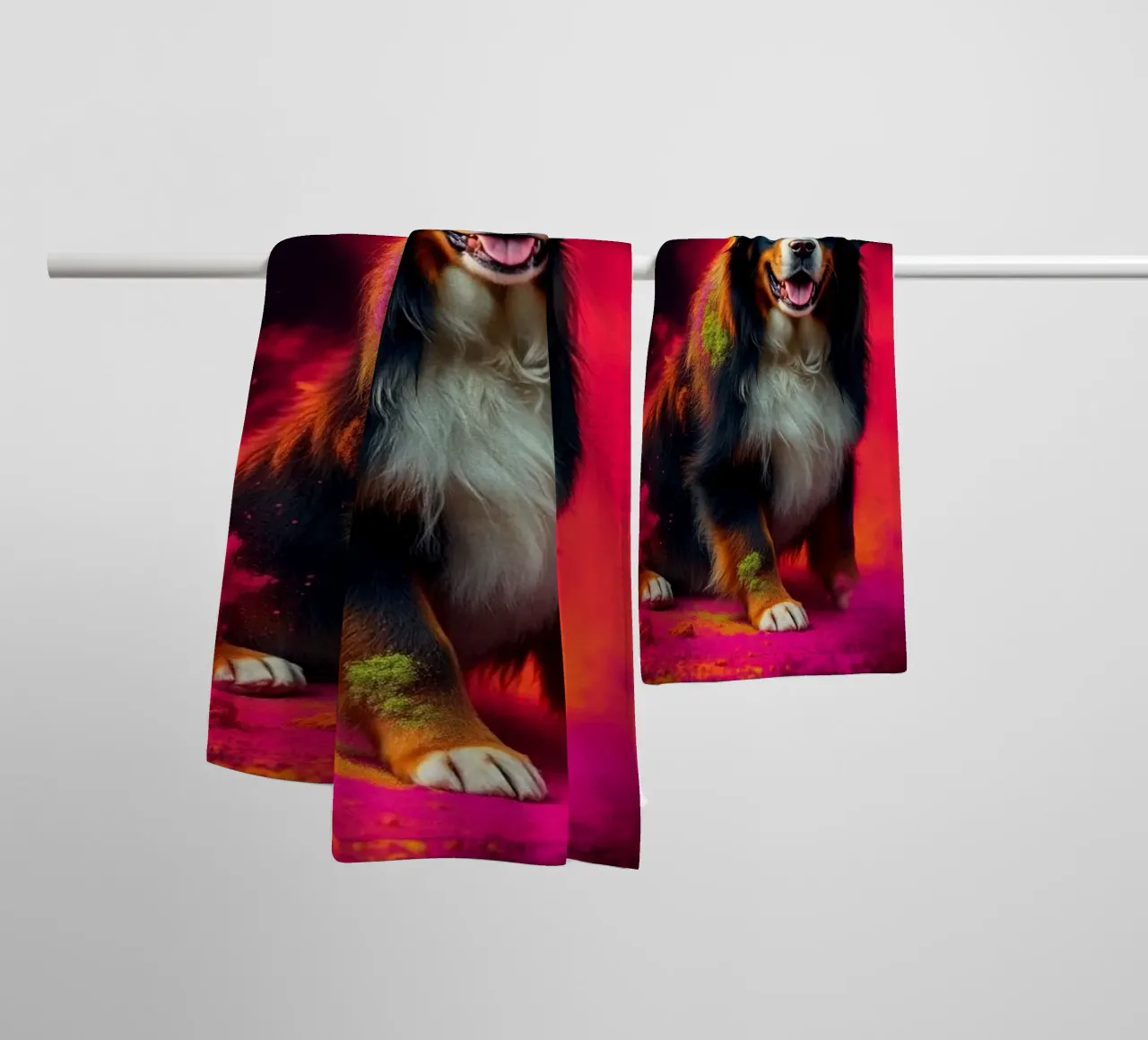 The colorful Bernese Mountain Dog #128 towel by Yumis.Beargang.and.Me