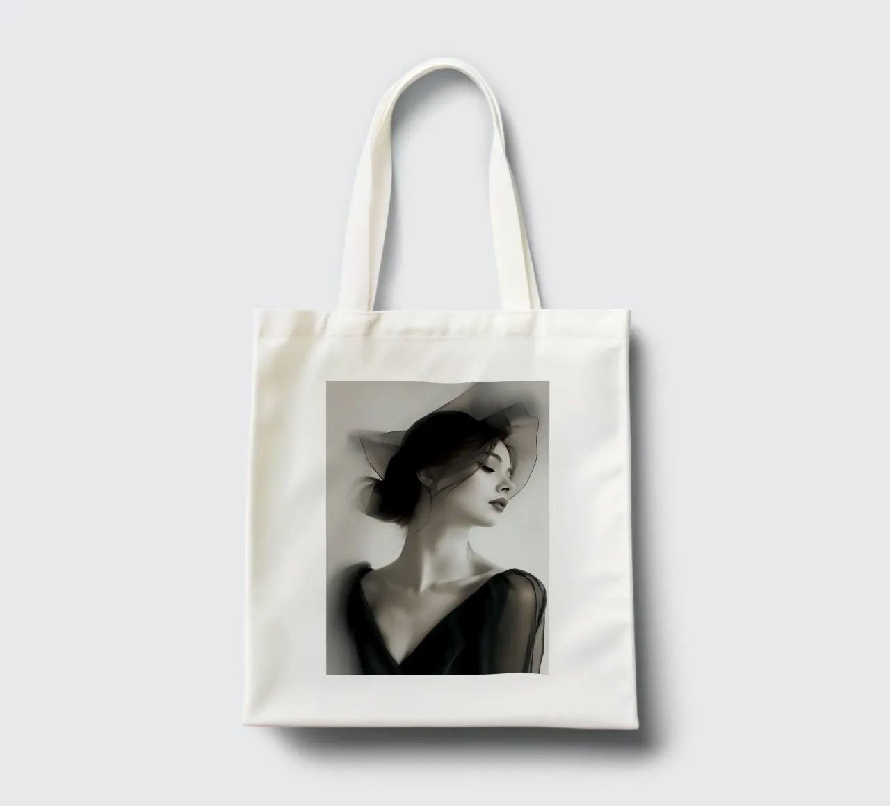 Donna in bianco e nero borsa in juta da Imagine