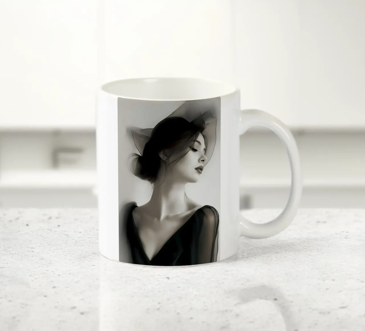 Donna in bianco e nero tazza in ceramica da Imagine