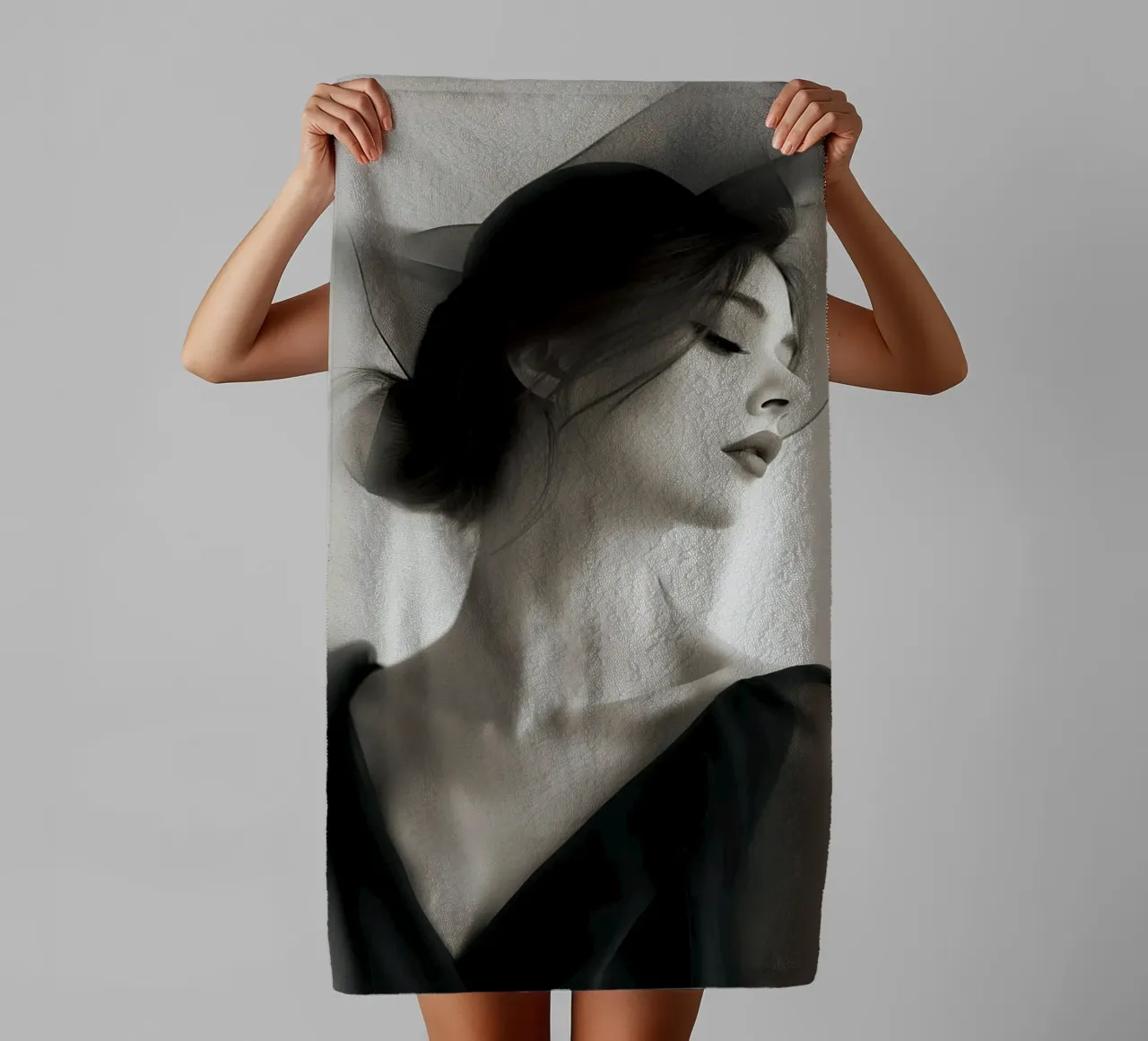 Donna in bianco e nero asciugamano da bagno da Imagine