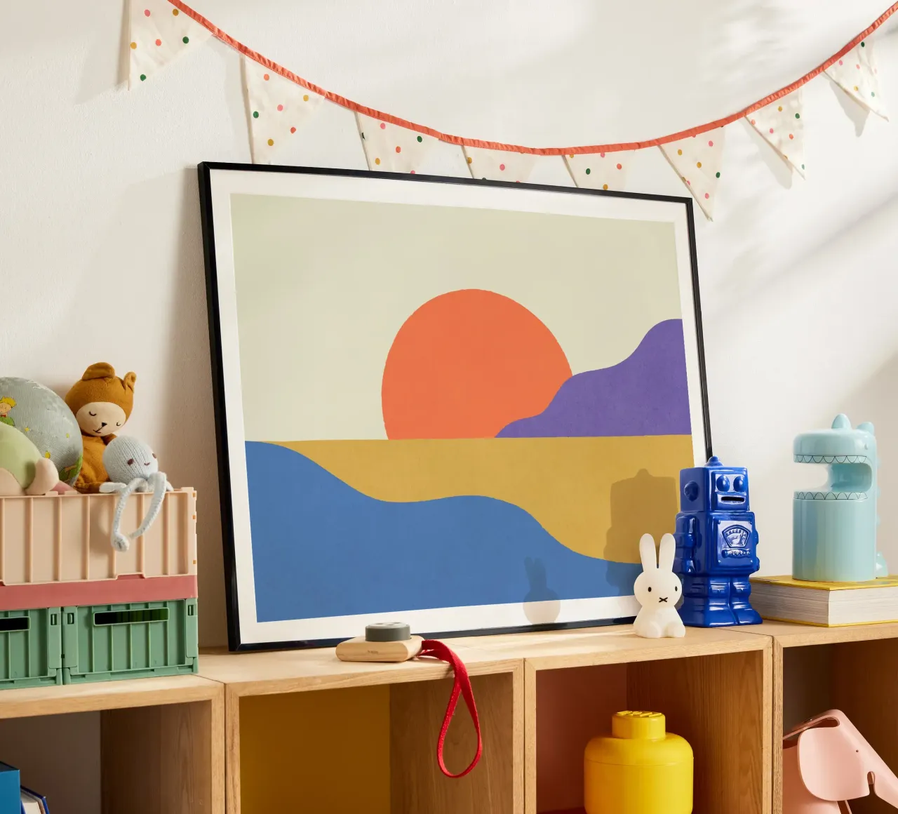 Isola del Tramonto - Rosso Blu poster con telaio in alluminio da MoonlightPrint