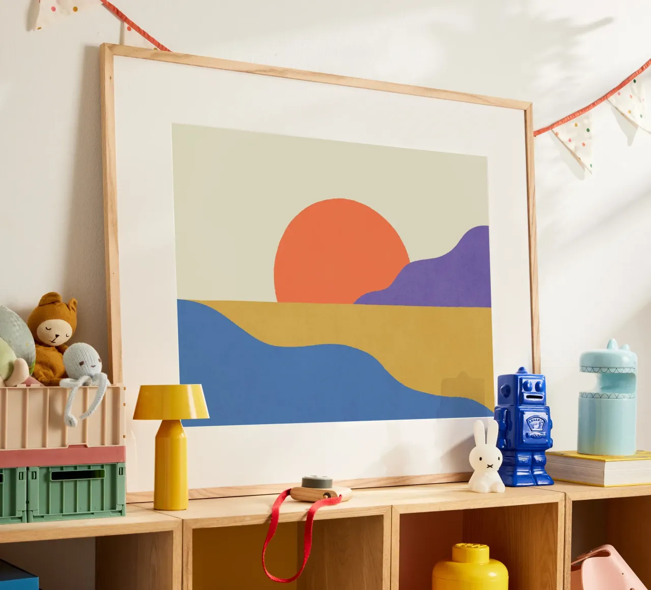 Isola del Tramonto - Rosso Blu poster con telaio in alluminio da MoonlightPrint