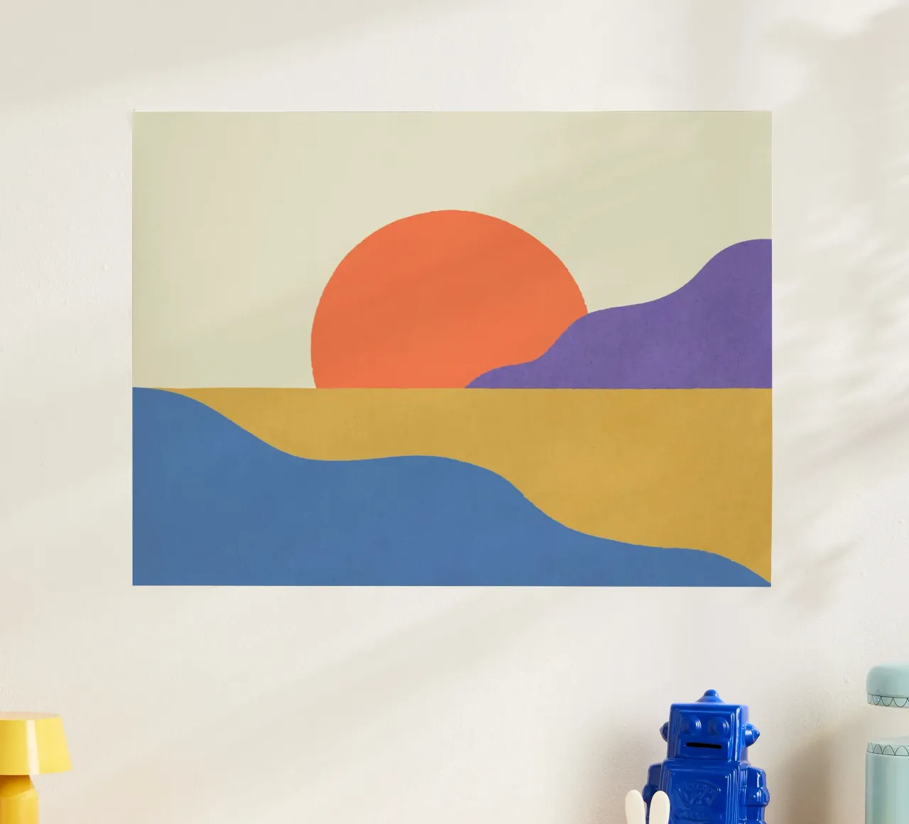 Isola del Tramonto - Rosso Blu poster con telaio in alluminio da MoonlightPrint