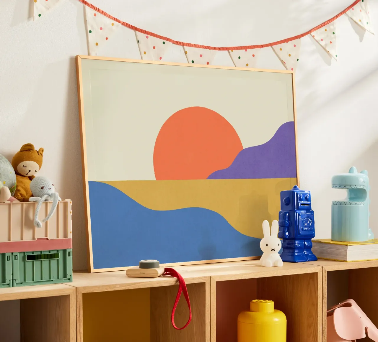 Isola del Tramonto - Rosso Blu poster con telaio in alluminio da MoonlightPrint