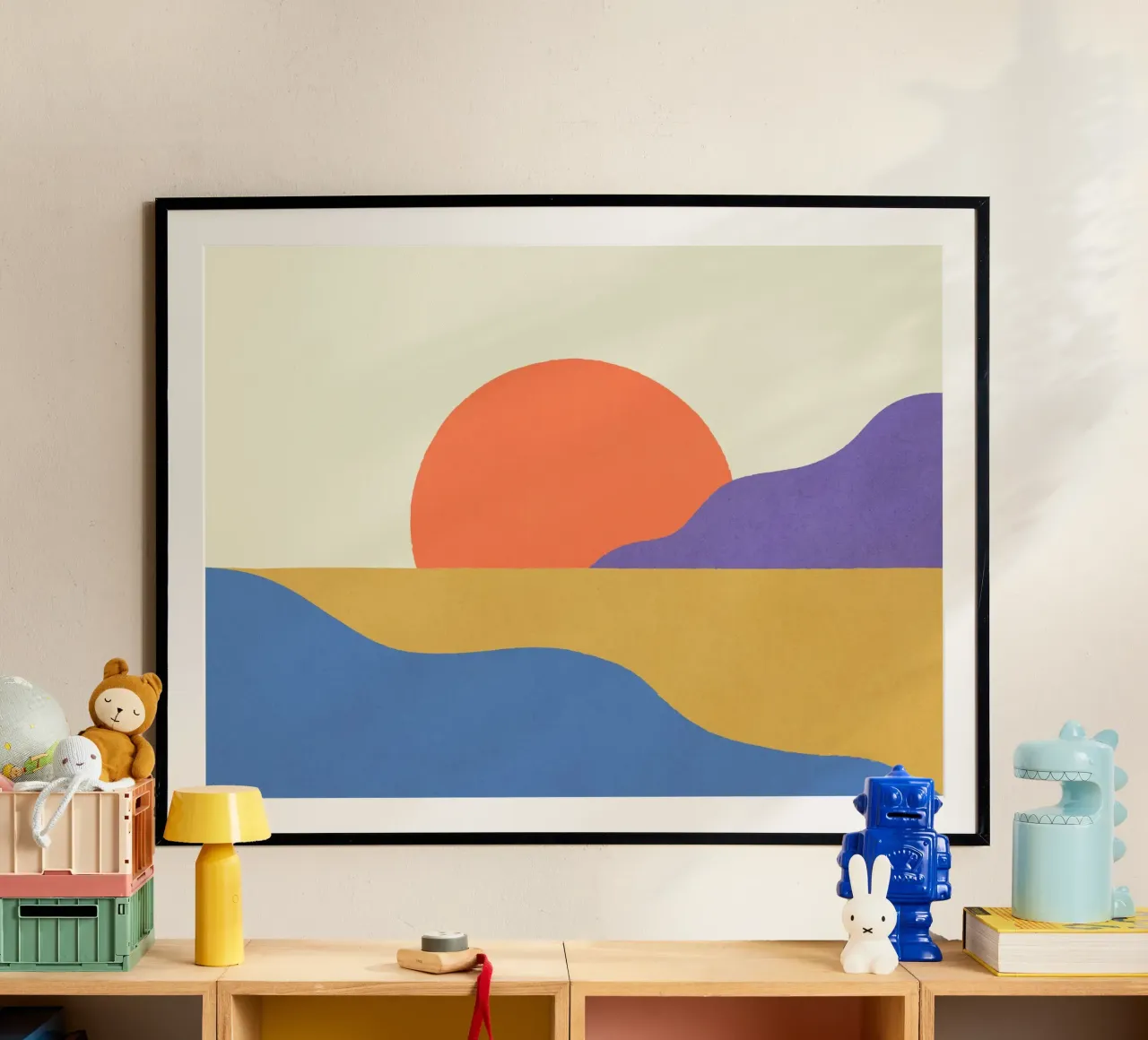 Isola del Tramonto - Rosso Blu poster con telaio in alluminio da MoonlightPrint