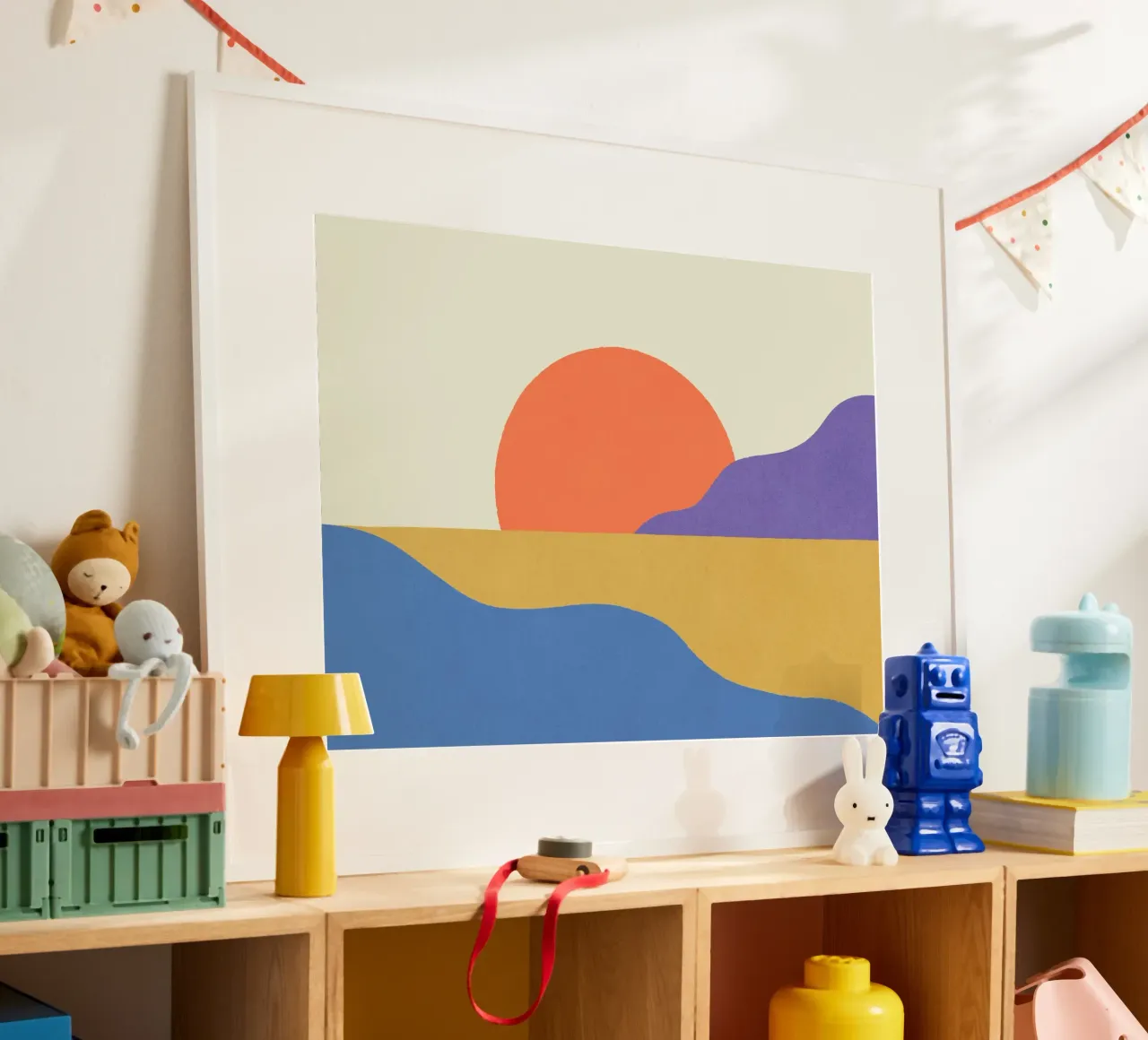 Isola del Tramonto - Rosso Blu poster con telaio in alluminio da MoonlightPrint