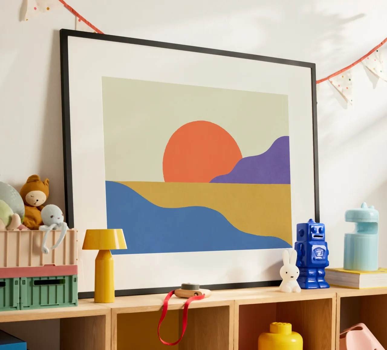 Isola del Tramonto - Rosso Blu poster con telaio in alluminio da MoonlightPrint