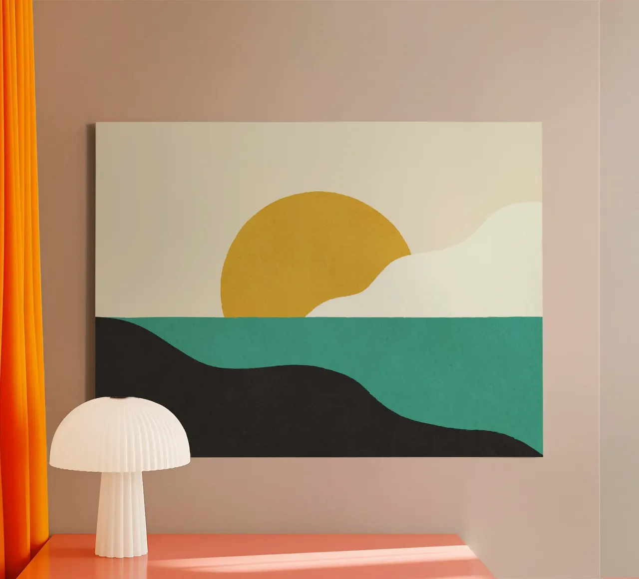 Isola del tramonto - Verde oro tela da MoonlightPrint