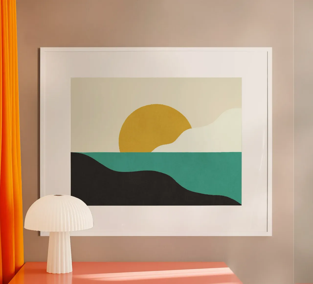 Isola del tramonto - Verde oro poster con telaio in legno da MoonlightPrint