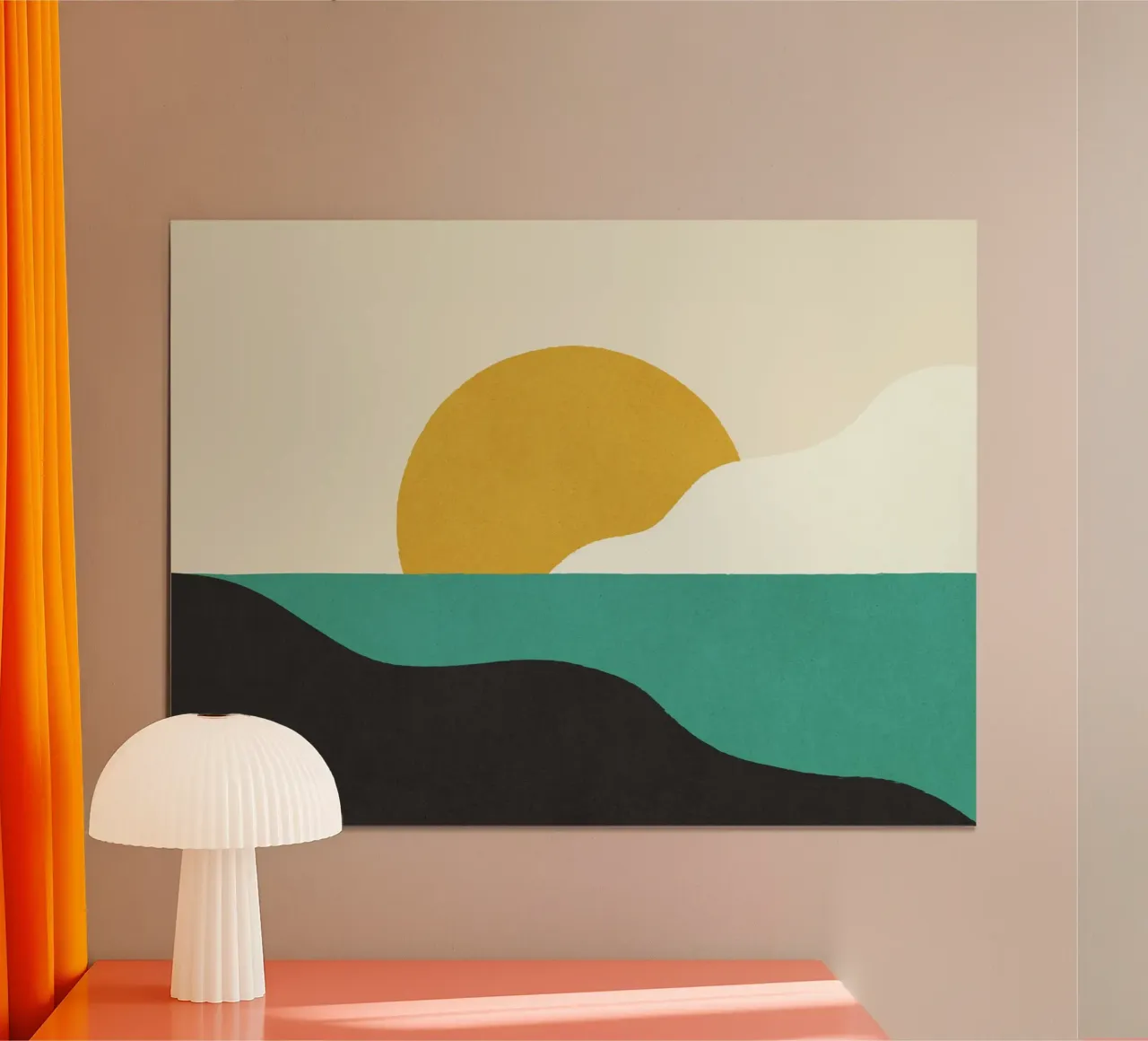 Isola del tramonto - Verde oro poster con telaio in legno da MoonlightPrint