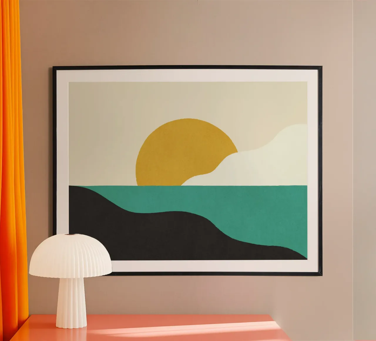 Isola del tramonto - Verde oro poster con telaio in legno da MoonlightPrint