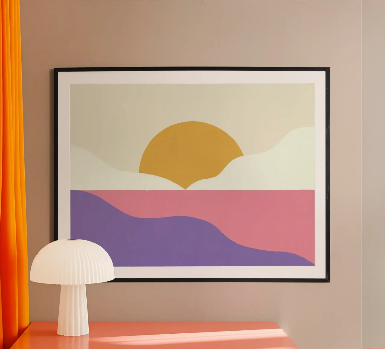 Isola del tramonto - Oro rosa poster con telaio in legno da MoonlightPrint