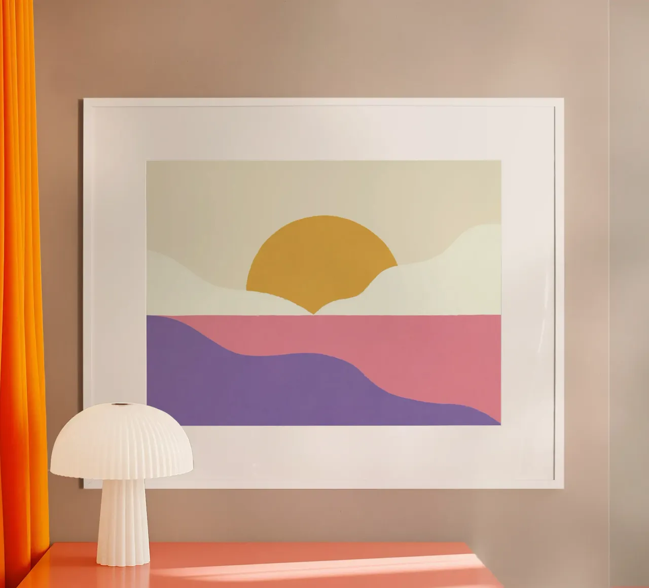 Isola del tramonto - Oro rosa poster con telaio in legno da MoonlightPrint