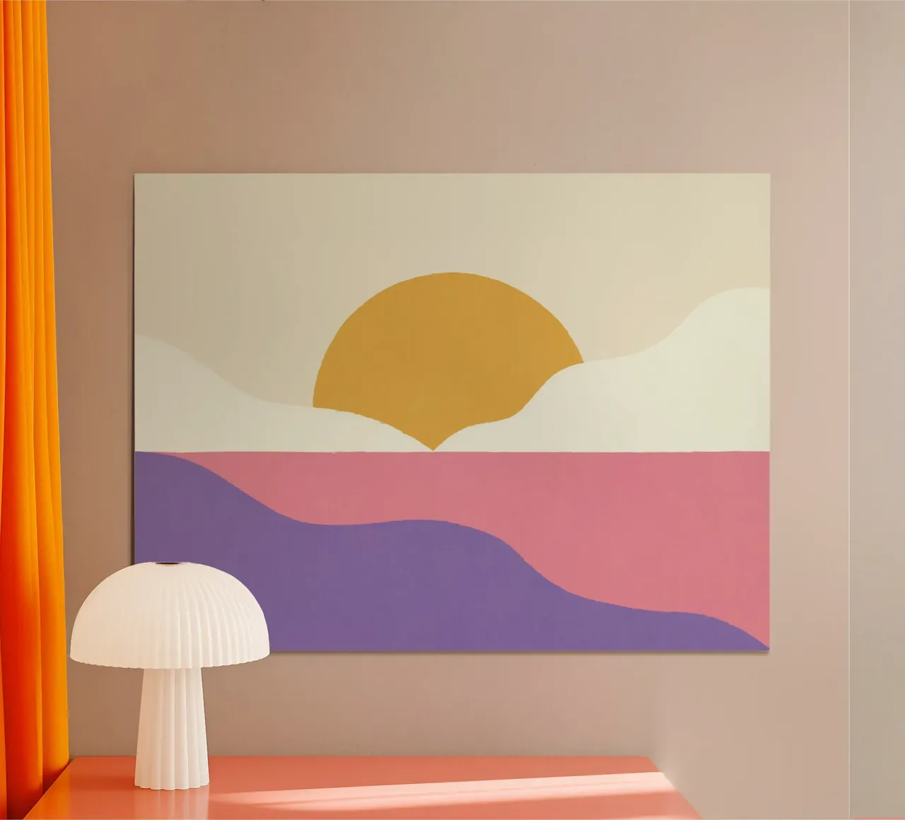 Isola del tramonto - Oro rosa poster con telaio in legno da MoonlightPrint