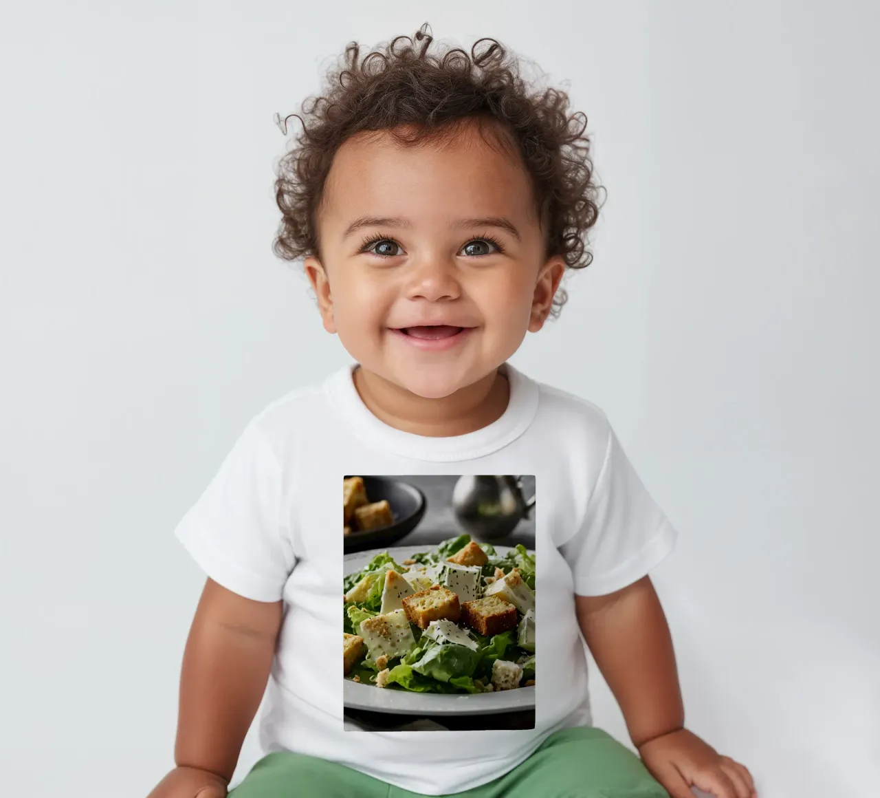 Fresh Caesar salad with crispy croutons and creamy dressing baby t-shirt by DesignDoodle