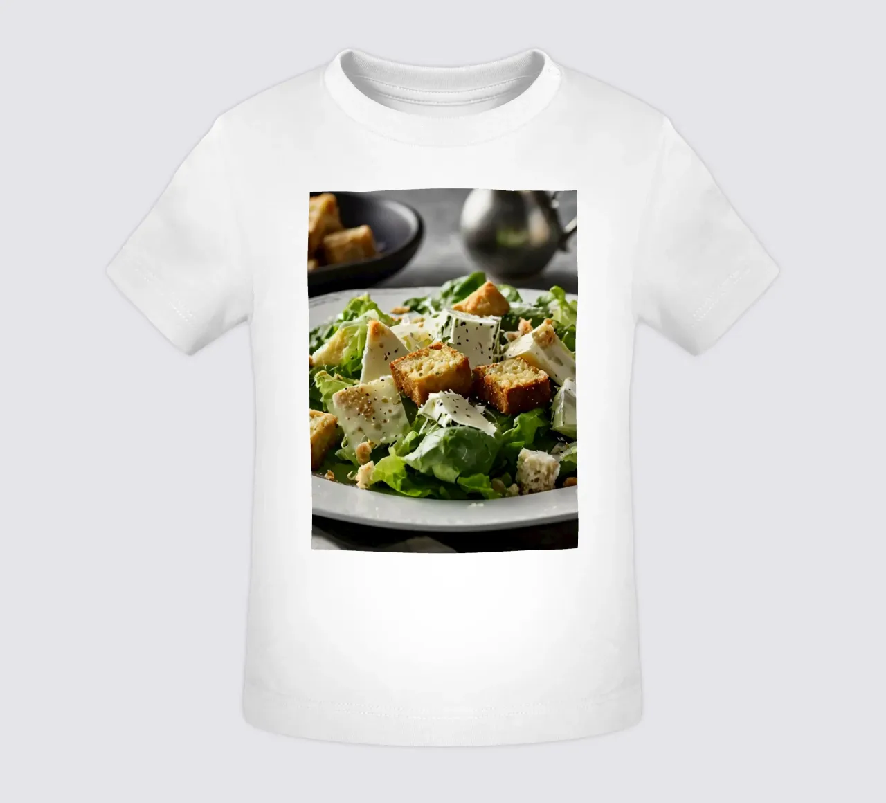 Fresh Caesar salad with crispy croutons and creamy dressing baby t-shirt by DesignDoodle
