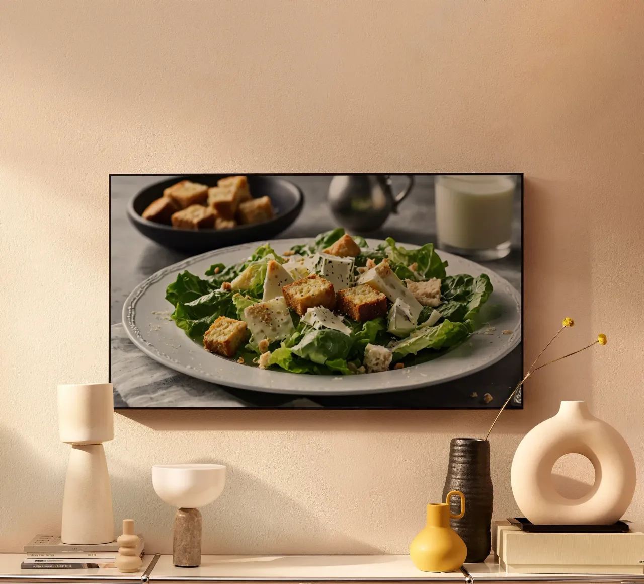 Insalata Caesar fresca con crostini croccanti e condimento cremoso alluminio dibond da DesignDoodle