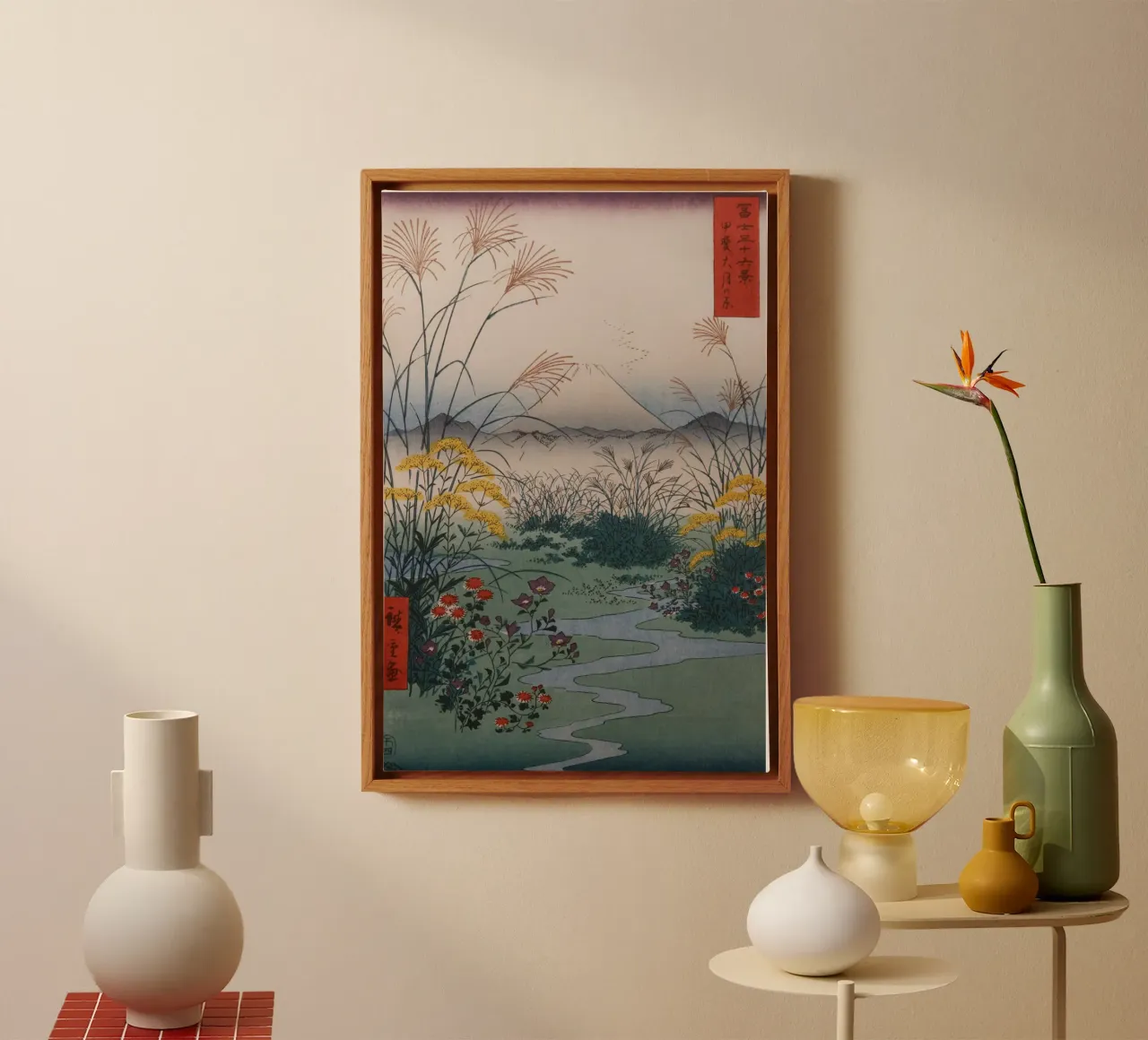 Utagawa Hiroshige - Ōtsuki Plain in Kai Province (1858) canvas with Floater frame by Wirla
