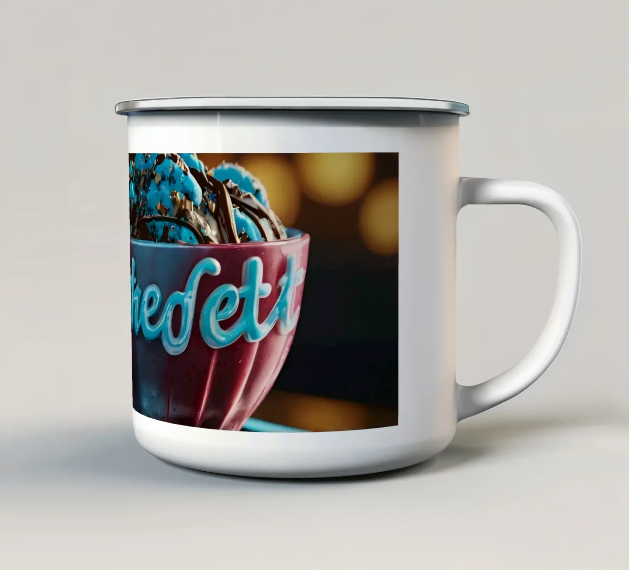 Ciotole di gelato colorate riempite con vari gusti e topin tazza in smalto da DesignDoodle