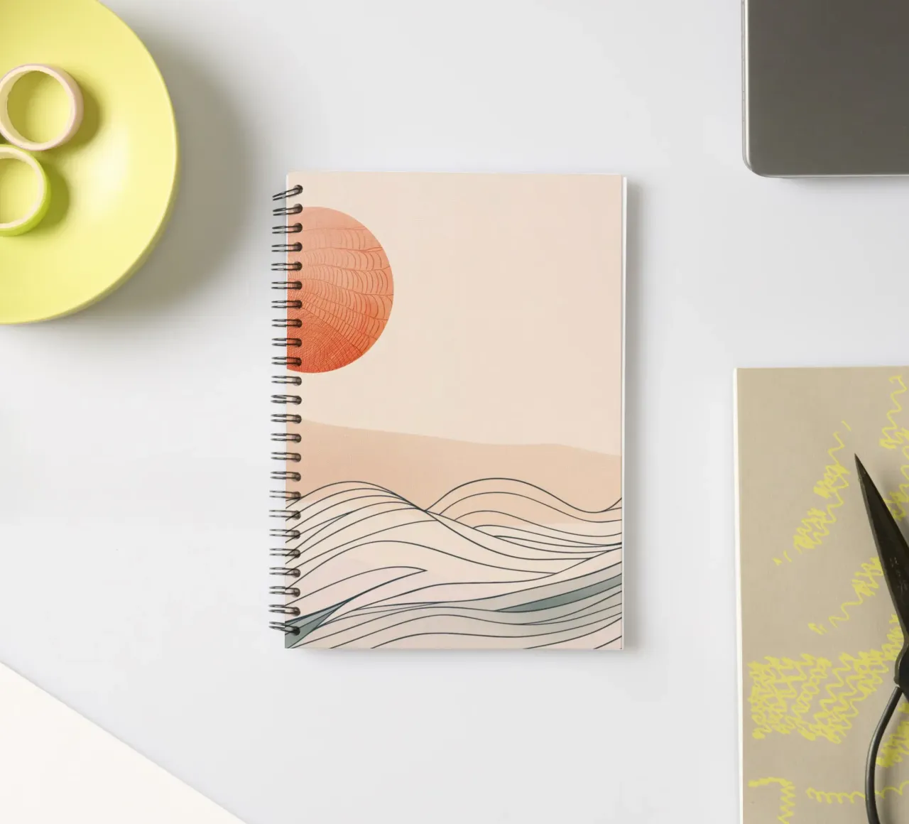 Zonsondergang, abstract spiral notebook by Imagine