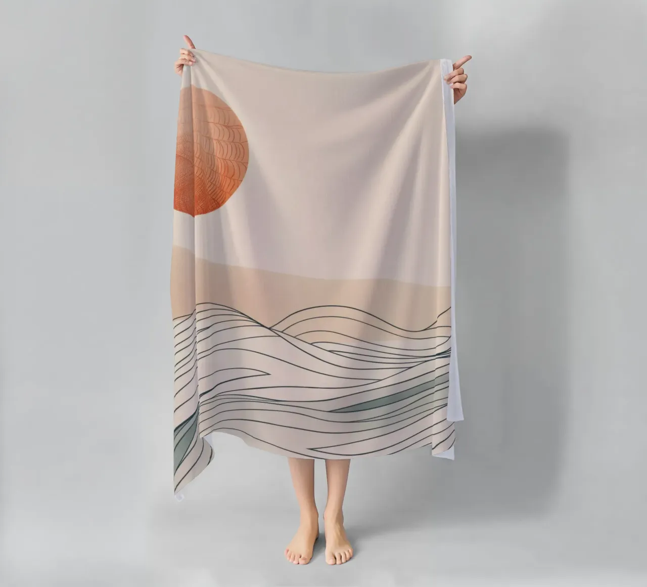 Zonsondergang, abstract beach towel by Imagine
