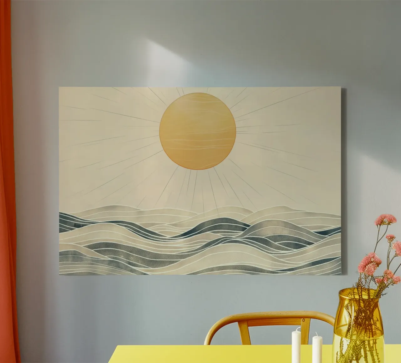Il sole sul mare tela con Cornice a cassetta da Imagine